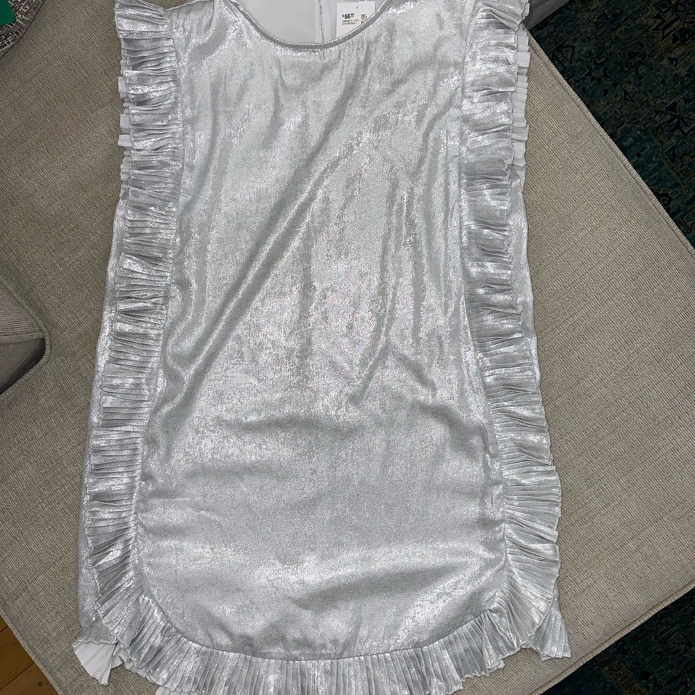 Silver Ruffled Sleeveless Dress